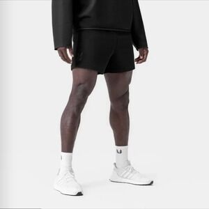 ASRV Sweat Shorts Mens Large Black Waffle Knit 5" Inseam Gym Training Athletic